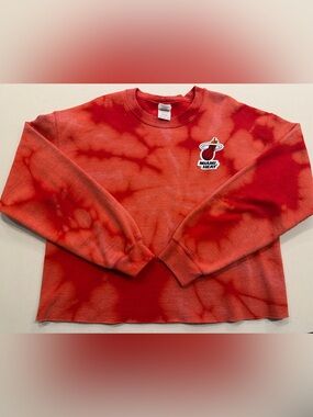 Handmade Miami Heat Bleach-Dye Crewneck Sweatshirt Size Medium